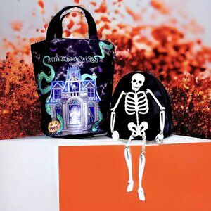 Bath & Body Works Halloween Glow Skeleton Backpack & Trick or Treat Tote Bag SET